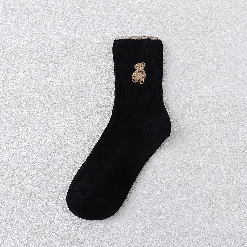 小熊刺繡棉襪 S9