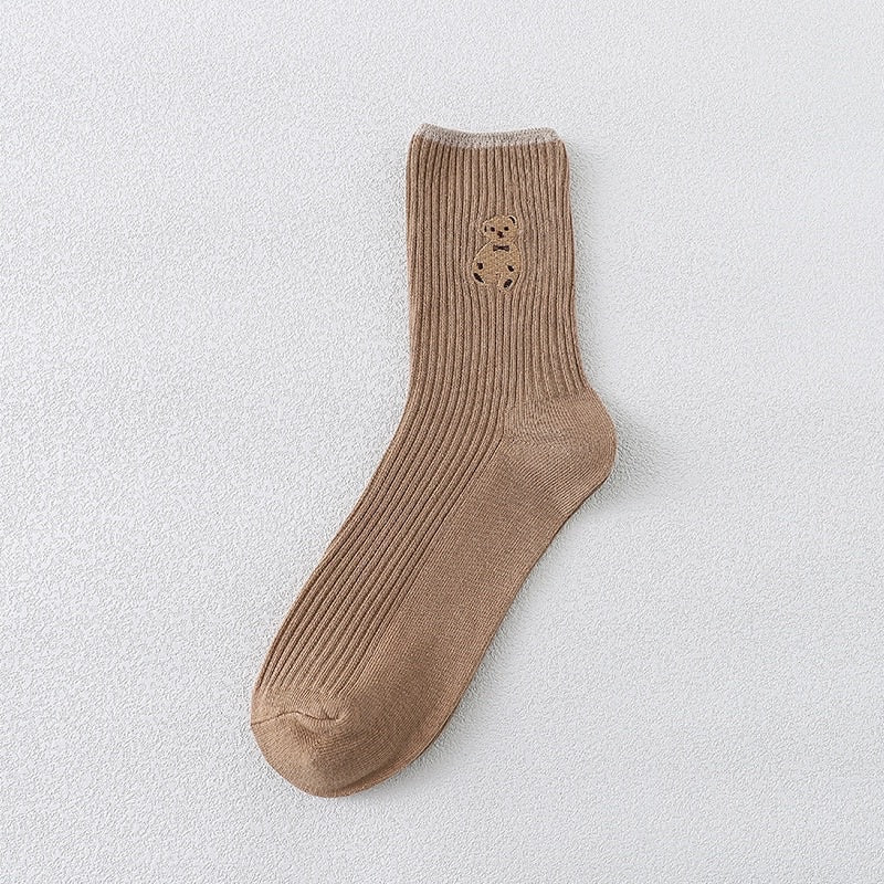 小熊刺繡棉襪 S9