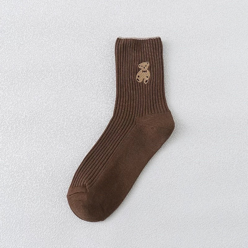 小熊刺繡棉襪 S9