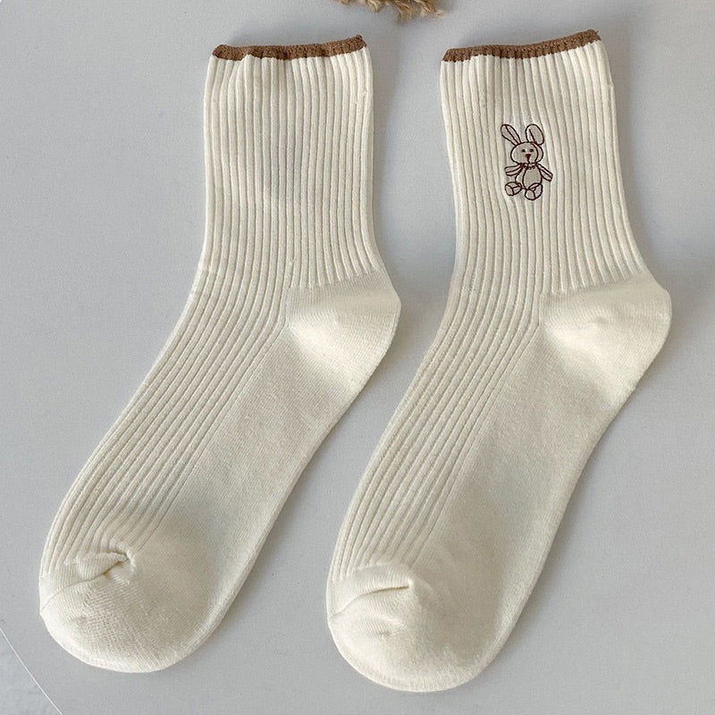 小兔 刺繡襪 S31