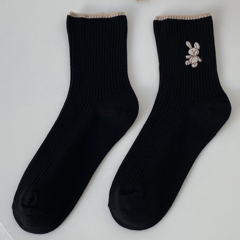 小兔 刺繡襪 S31