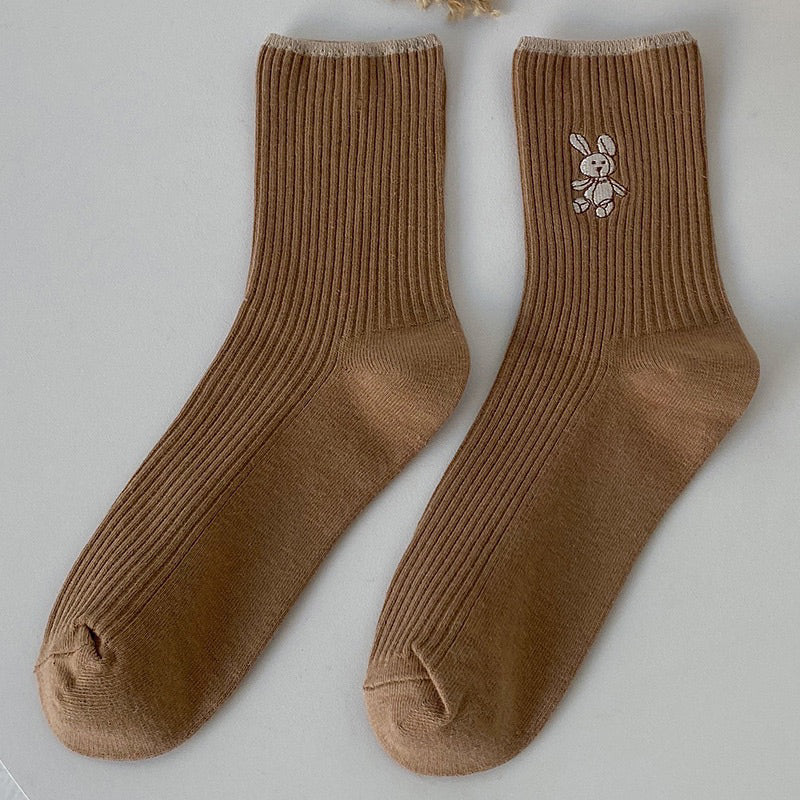 小兔 刺繡襪 S31