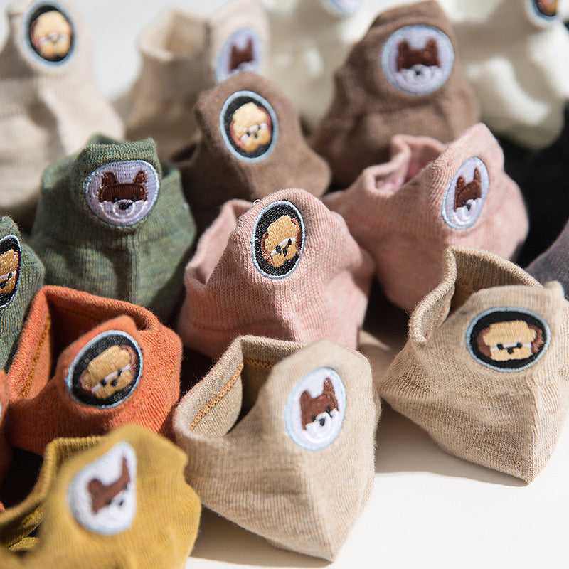 日系刺繡後跟狗狗短襪 S25 商品展示圖 2