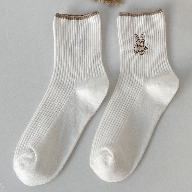 小兔 刺繡襪 S31