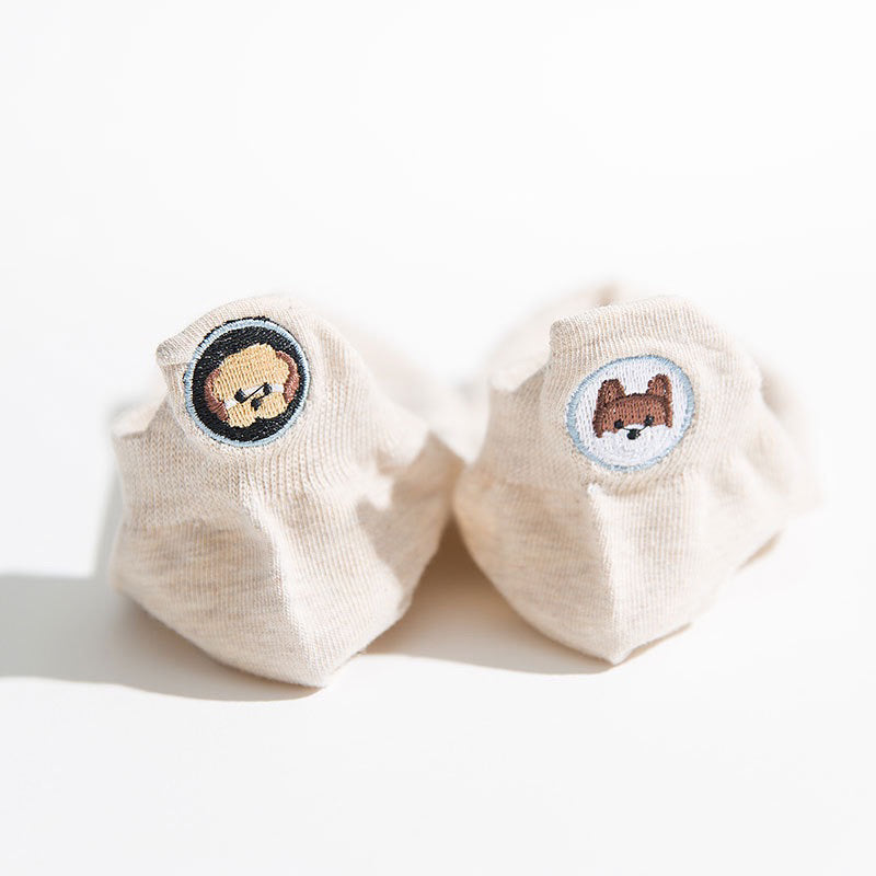 日系刺繡後跟狗狗短襪 S25