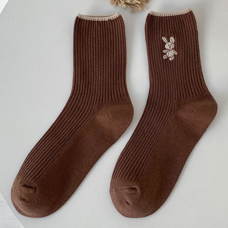 小兔 刺繡襪 S31