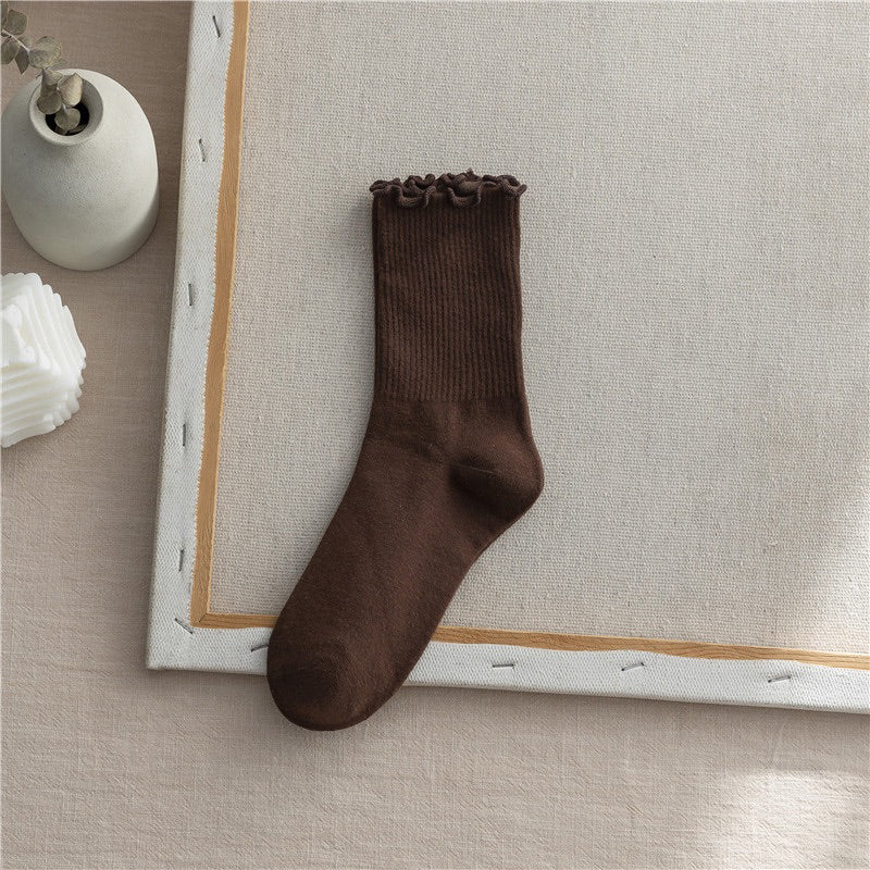 木耳花邊中筒襪 S29