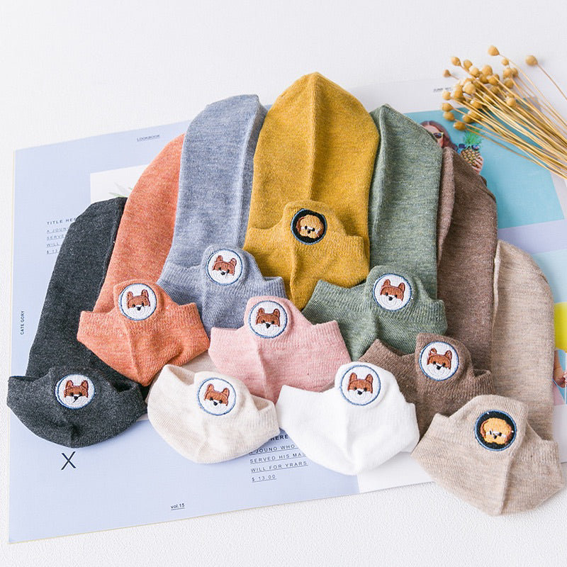 日系刺繡後跟狗狗短襪 S25 商品展示圖 3