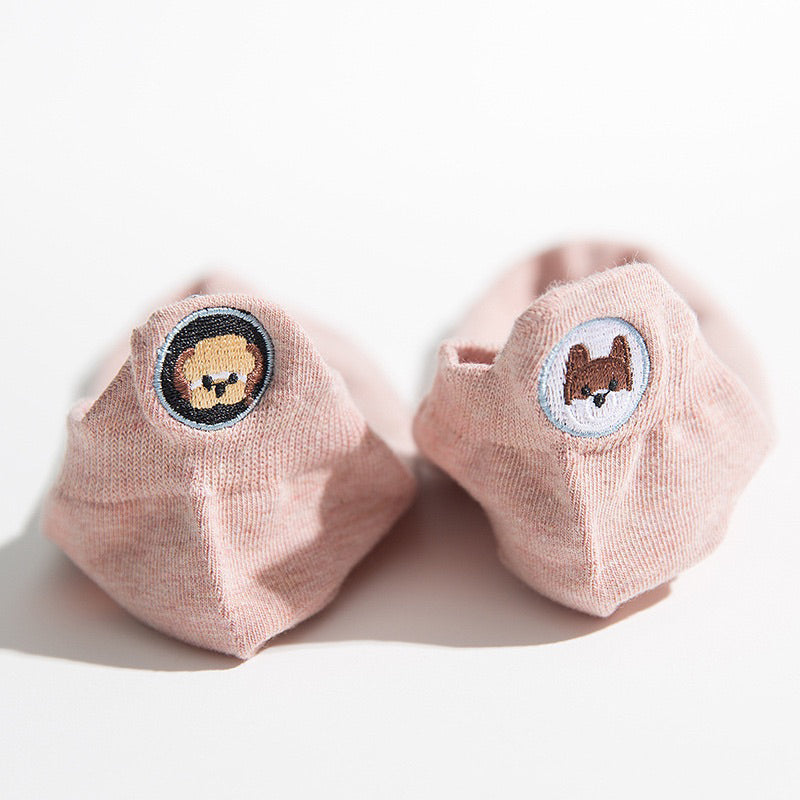 日系刺繡後跟狗狗短襪 S25