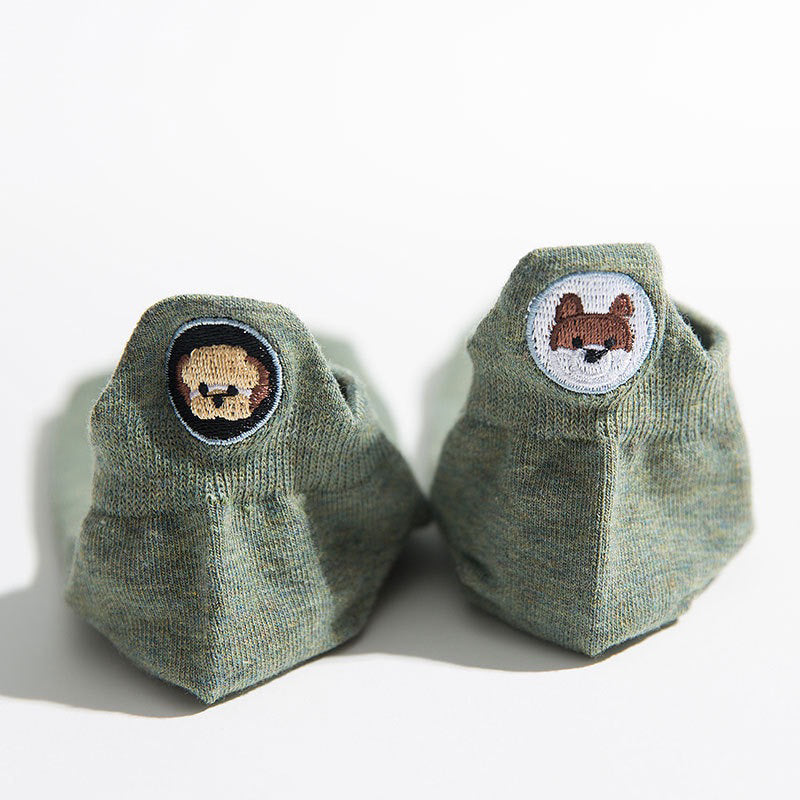 日系刺繡後跟狗狗短襪 S25