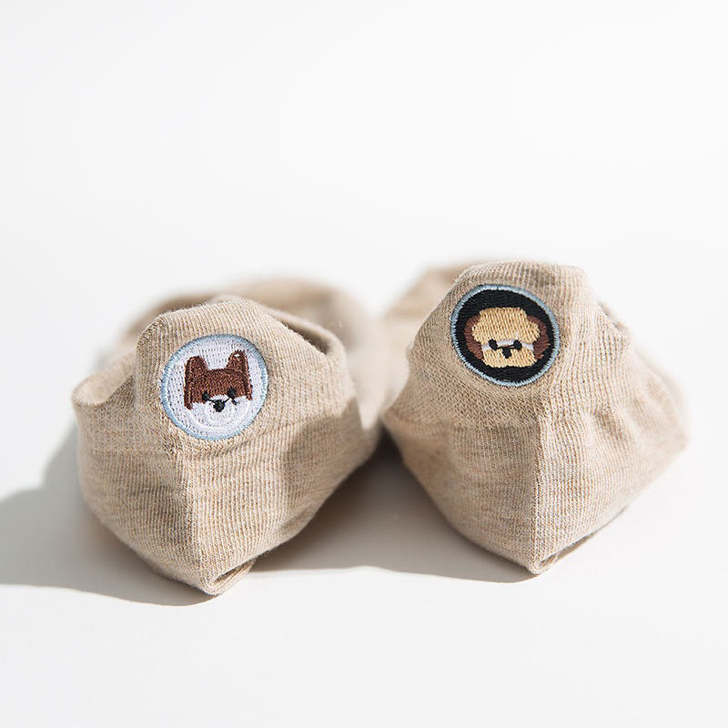 日系刺繡後跟狗狗短襪 S25