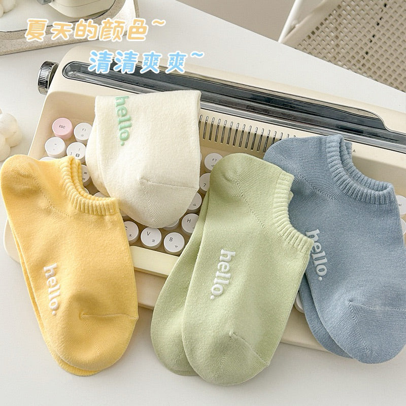 純色腳底Hello短襪 S7 商品展示圖 2