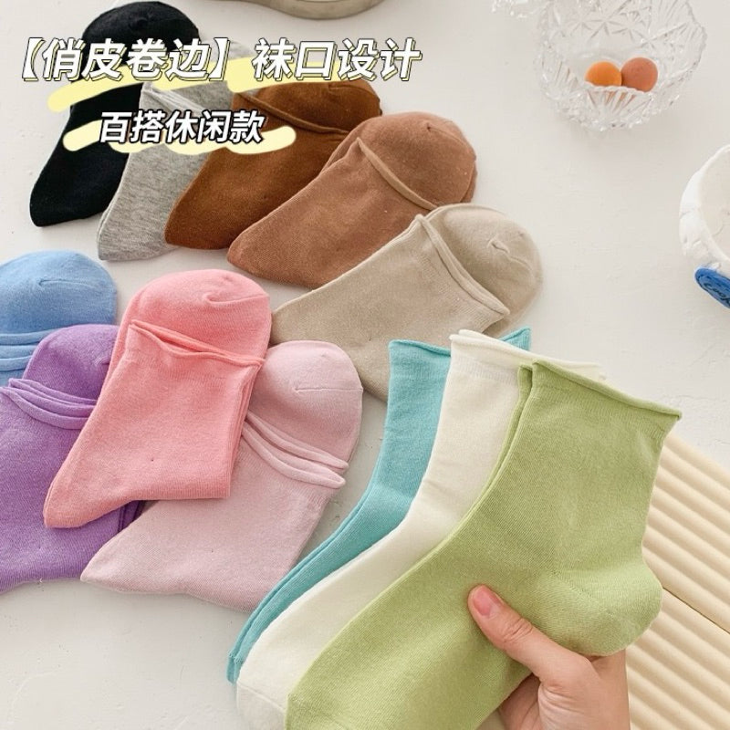 韓風 糖果色捲邊襪 S32 商品展示圖 2